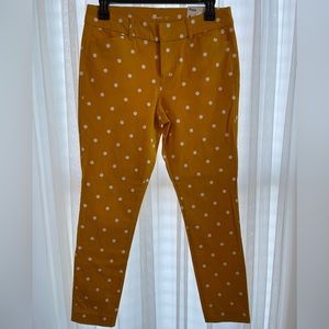 Old Navy pixie ankle pant, yellow with polka dots, 4